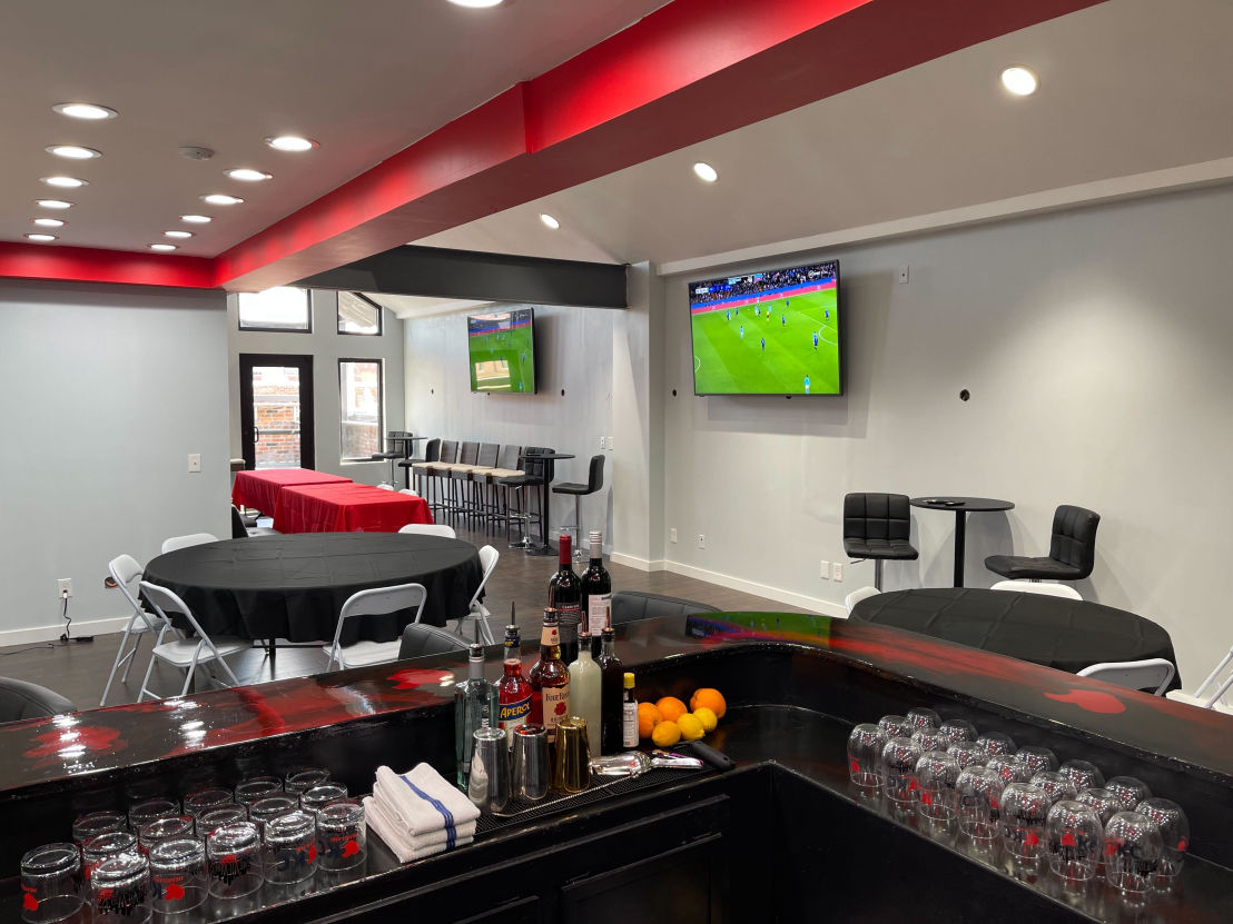 The View at 322 - Soccer Cup watch party setup